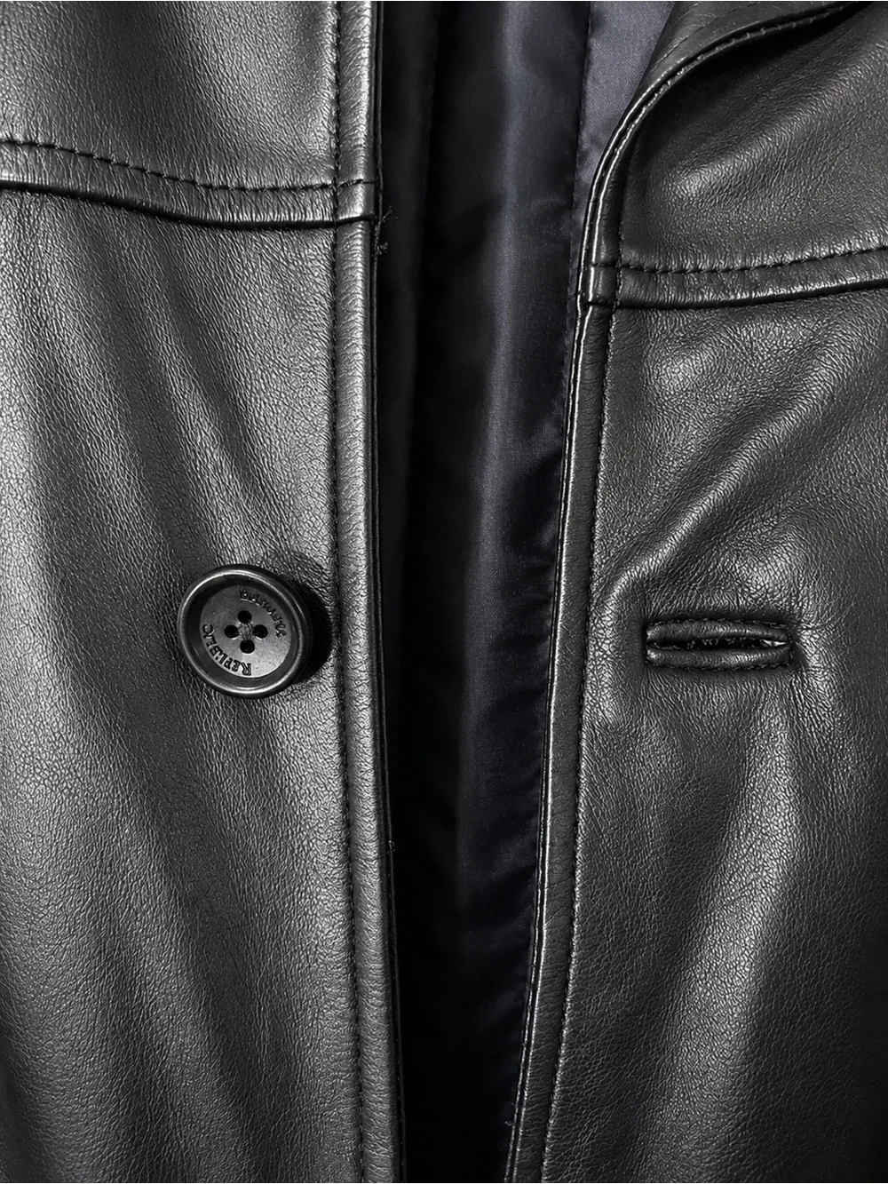 Vintage Banana Republic Men’s Black Genuine Leather Car Coat XL Y2K